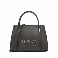 Picture of REPLAY WOMEN'S SOFT PU BAG WITH LETTERING IN GRANITE GRAY 1
