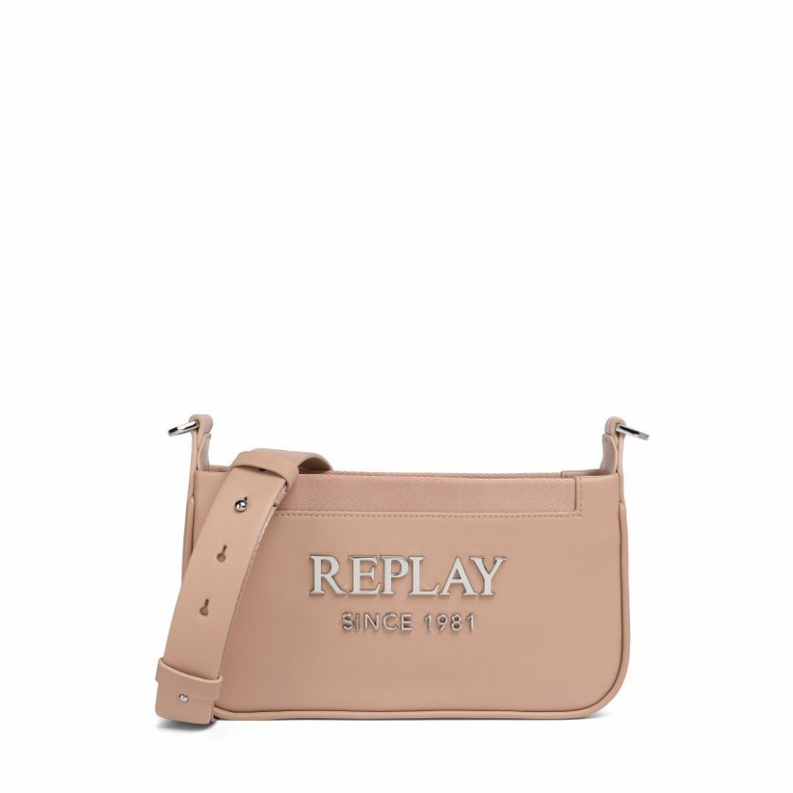 Picture of REPLAY WOMEN'S SOFT PU CROSSBODY BAG WITH LETTERING IN ROSE GOLD