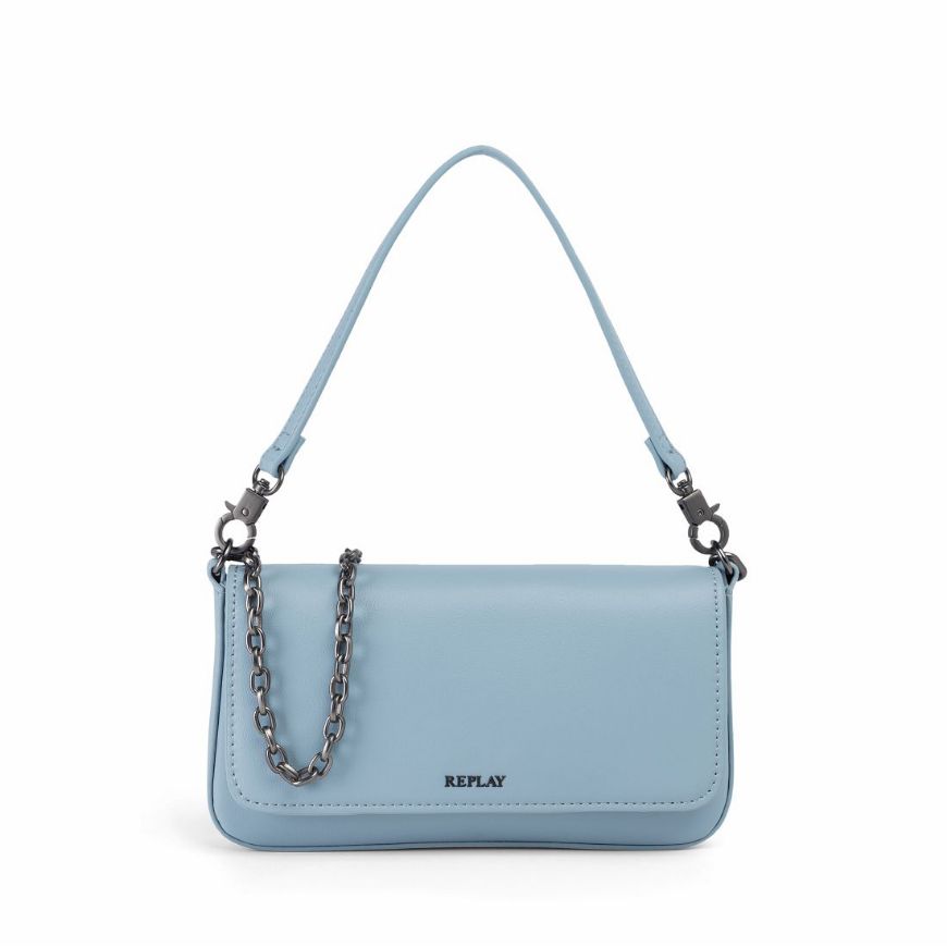 Picture of REPLAY WOMEN'S PLAIN PU BAG WITH CHAIN AND PU STRAPS IN ENDLESS SKY