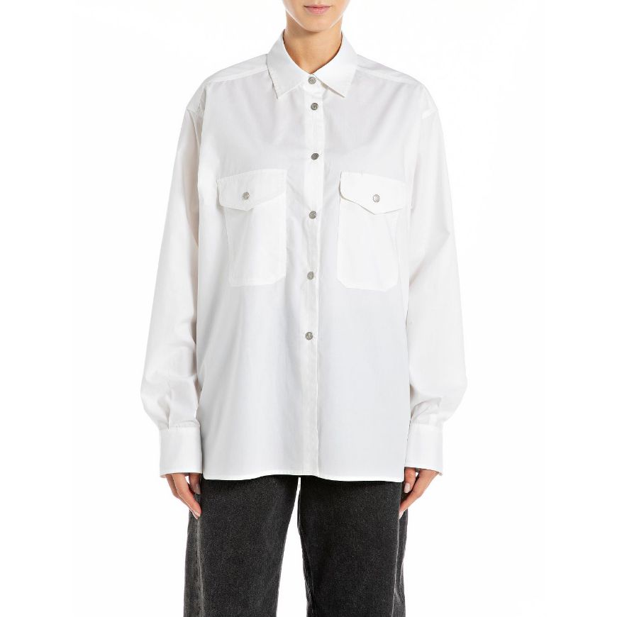 Picture of REPLAY WOMEN'S OVERSIZED POPLIN SHIRT IN WHITE
