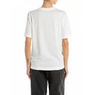 Picture of REPLAY WOMEN'S COTTON T-SHIRT WITH LETTERING PRINT IN OFF WHITE 2