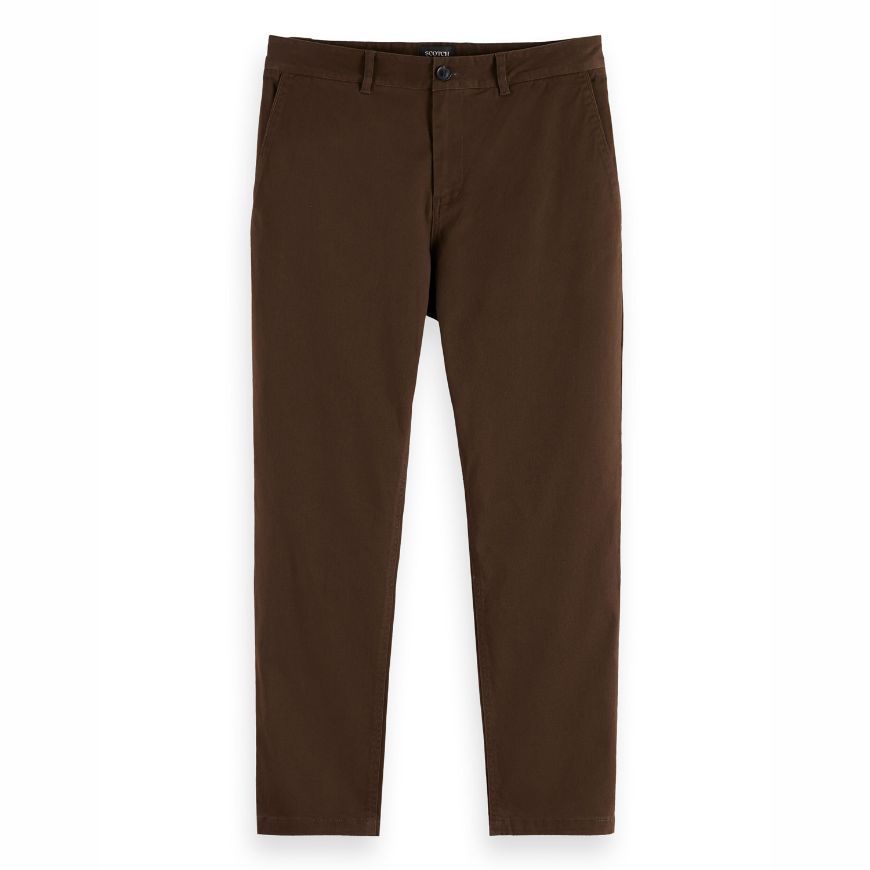 Снимка на SCOTCH&SODA MEN'S SEASONAL CORE - DRIFT - WASHED COTTON BLEND CHINO IN MEDIUM BROWN