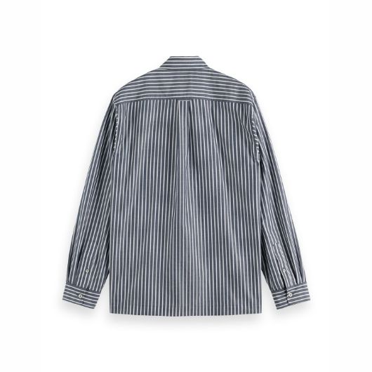 Show details for SCOTCH&SODA MEN'S STRIPED RELAXED FIT POPLIN SHIRT IN NAVY/WHITE STRIPES 2 - FanPoint Picture of SCOTCH&SODA MEN'S STRIPED RELAXED FIT POPLIN SHIRT IN NAVY/WHITE STRIPES 2