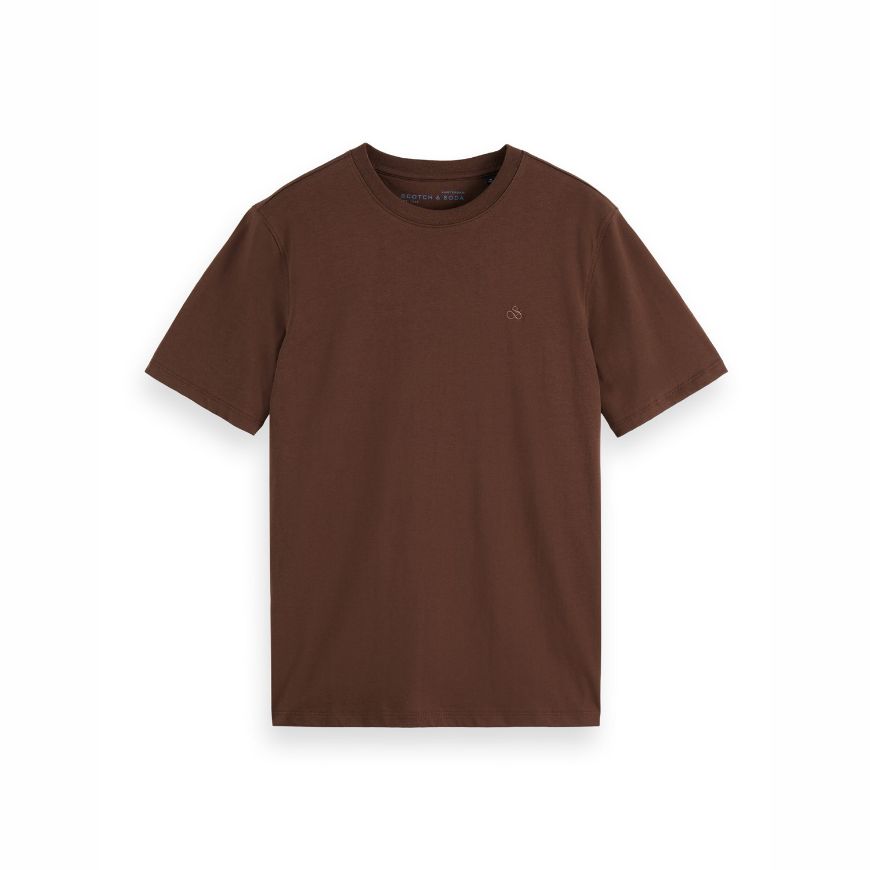 Снимка на SCOTCH&SODA MEN'S SEASONAL CORE - REGULAR FIT LOGO T-SHIRT IN DARK BROWN