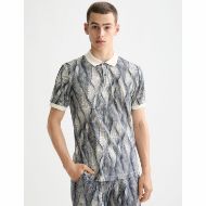 Снимка на SCOTCH&SODA MEN'S MICRO ALLOVER PRINT REGULAR FIT POLO IN WHITE 4