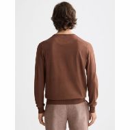 Снимка на SCOTCH&SODA MEN'S SEASONAL CORE - REGULAR FIT ECOVERO BLEND CREWNECK IN MEDIUM BROWN 5
