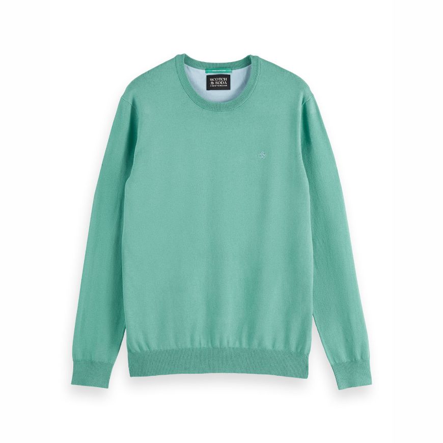 Снимка на SCOTCH&SODA MEN'S SEASONAL CORE - REGULAR FIT ECOVERO BLEND CREWNECK IN GREEN