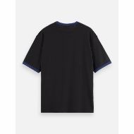 Снимка на SCOTCH&SODA MEN'S RELAXED FIT BOUND NECKLINE T-SHIRT IN DARK GREY 2