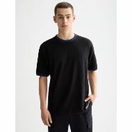 Снимка на SCOTCH&SODA MEN'S RELAXED FIT BOUND NECKLINE T-SHIRT IN DARK GREY 4