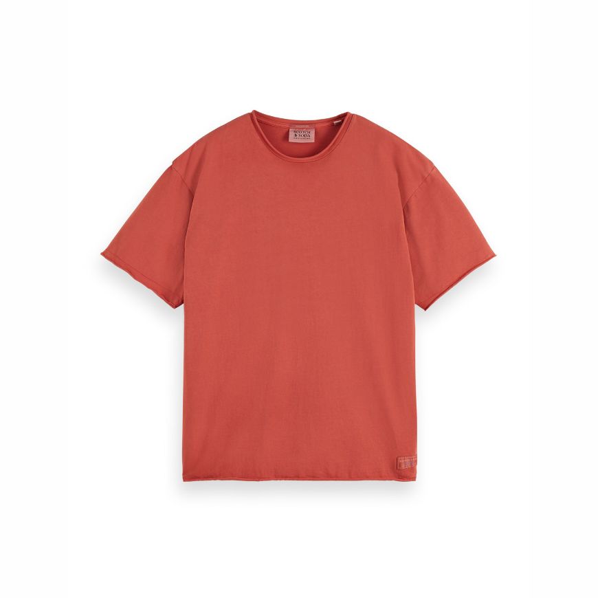 Снимка на SCOTCH&SODA MEN'S RAW EDGE T-SHIRT IN MEDIUM RED