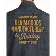 Picture of REPLAY MEN'S HERRINGBONE DENIM SHIRT WITH LETTERING ON THE BACK IN DARK BLUE 3