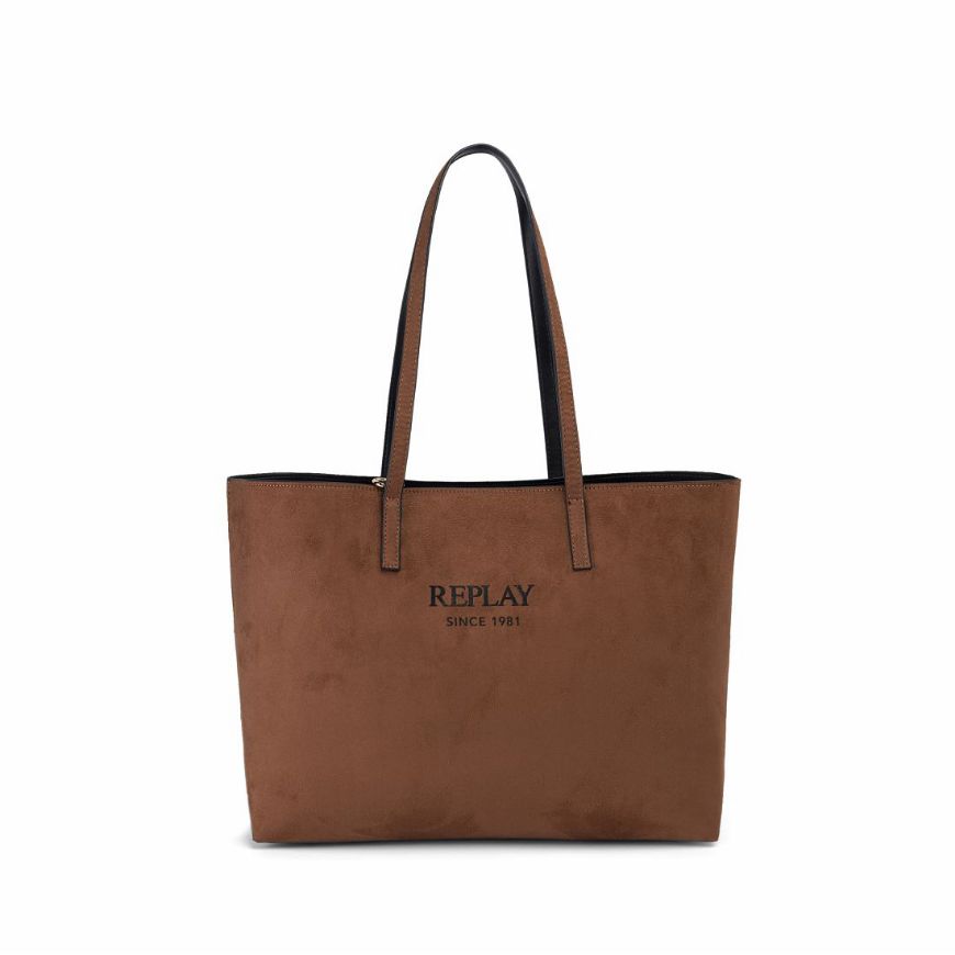 Снимка на REPLAY ДАМСКА ЧАНТА REVERSIBLE SHOPPER BAG WITH CLUTCH В КАФЯВО И ЧЕРНО