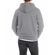 Picture of REPLAY MEN'S BRUSHED FLEECE FULL-ZIP HOODY WITH LOGO IN LEAD GREY 2