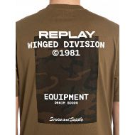 Picture of REPLAY MEN'S JERSEY T-SHIRT WITH POCKET AND PRINT IN GOLDEN BROWN 4