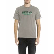 Picture of REPLAY MEN'S T-SHIRT WITH BLURRY LETTERING IN SILVER 1