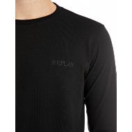 Picture of REPLAY MEN'S LONG-SLEEVE SLIM-FIT STRETCH JERSEY T-SHIRT WITH LOGO IN BLACK 4