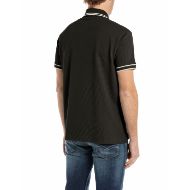 Picture of REPLAY MEN'S PIQUÉ POLO-SHIRT WITH CONTRASTING EDGES IN BLACK 2