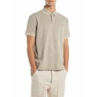 Picture of REPLAY MEN'S PIQUÉ POLO-SHIRT WITH CONTRASTING EDGES IN SAND 1