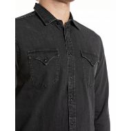 Picture of REPLAY MEN'S REGULAR-FIT WESTERN DENIM SHIRT IN BLACK DELAVE 3