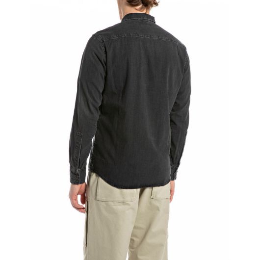 Show details for REPLAY MEN'S REGULAR-FIT WESTERN DENIM SHIRT IN BLACK DELAVE 2 - FanPoint Picture of REPLAY MEN'S REGULAR-FIT WESTERN DENIM SHIRT IN BLACK DELAVE 2