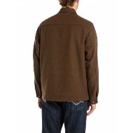 Picture of REPLAY MEN'S WOOLEN MELTON JACKET IN MELANGE BROWN 2