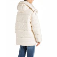 Picture of REPLAY WOMEN'S HOODED RECYCLED NYLON PADDED JACKET IN WINTER WHITE 2