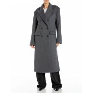 Picture of REPLAY WOMEN'S DOUBLE-BREASTED MELTON COAT IN DARK GRAY MELANGE 3