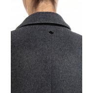 Picture of REPLAY WOMEN'S DOUBLE-BREASTED MELTON COAT IN DARK GRAY MELANGE 6