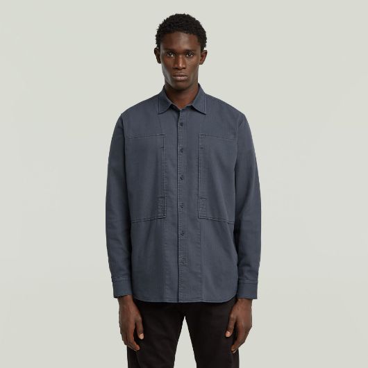 Show details for G-STAR MEN'S PANELLED POCKET REGULAR SHIRT IN DARK BLUE 1 - FanPoint Picture of G-STAR MEN'S PANELLED POCKET REGULAR SHIRT IN DARK BLUE 1