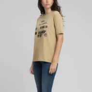 Picture of REPLAY WOMEN'S COTTON T-SHIRT WITH LETTERING PRINT IN STONE IVORY 2