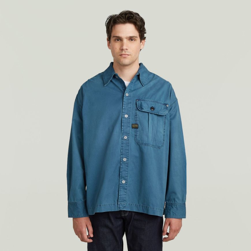 Снимка на G-STAR МЪЖКА ВРЪХНА РИЗА PLEATED 1-POCKET BOXY SHIRT В СИНЬО