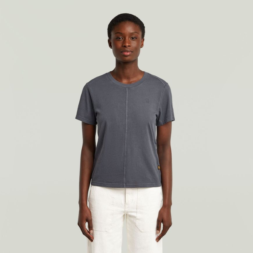 Picture of G-STAR WOMEN'S OVERDYED FRONT SEAM T-SHIRT IN DARK BLUE