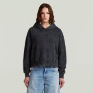 Picture of G-STAR WOMEN'S WASHED A LINE SCRIPT HOODED SWEATER IN BLACK 1