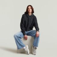 Picture of G-STAR WOMEN'S WASHED A LINE SCRIPT HOODED SWEATER IN BLACK 3