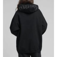 Picture of REPLAY WOMEN'S OVERSIZED SWEATSHIRT WITH PRINTED HOOD IN BLACK 2