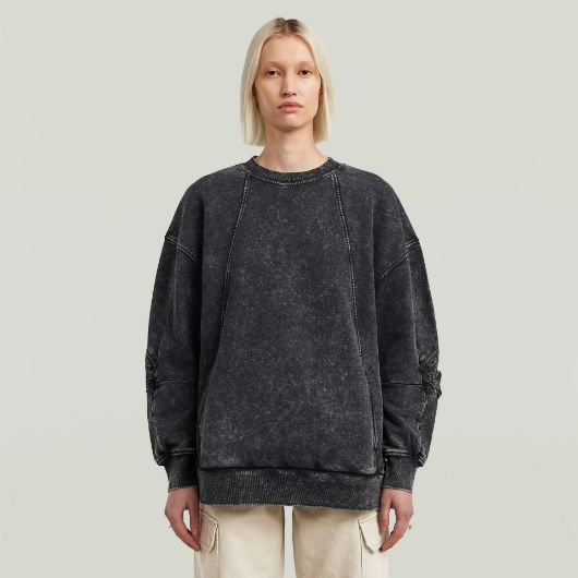 Показвай детайлите за G-STAR ДАМСКИ СУИТШЪРТ WASHED 3D SL MIX OVERSIZED В ЧЕРНО 1 - FanPoint Снимка на G-STAR ДАМСКИ СУИТШЪРТ WASHED 3D SL MIX OVERSIZED В ЧЕРНО 1