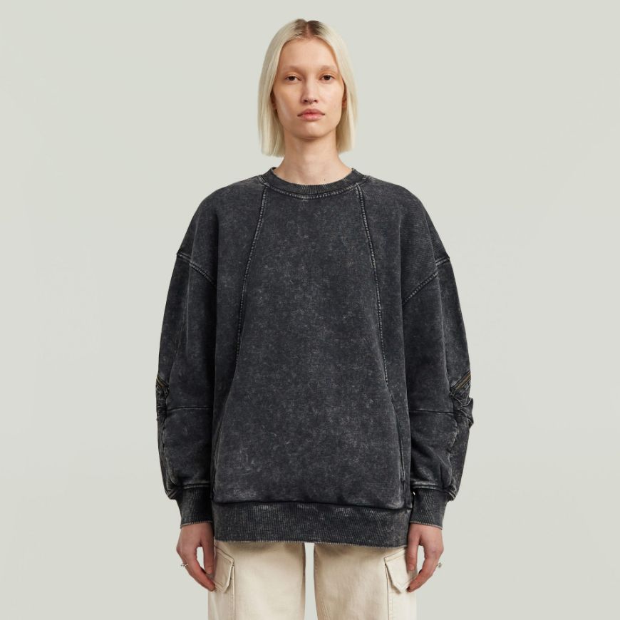 Picture of G-STAR WOMEN'S WASHED 3D SL MIX OVERSIZED SWEATER IN BLACK