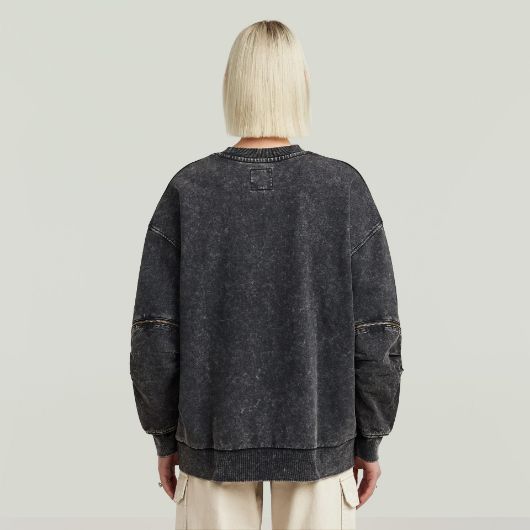 Показвай детайлите за G-STAR ДАМСКИ СУИТШЪРТ WASHED 3D SL MIX OVERSIZED В ЧЕРНО 3 - FanPoint Снимка на G-STAR ДАМСКИ СУИТШЪРТ WASHED 3D SL MIX OVERSIZED В ЧЕРНО 3