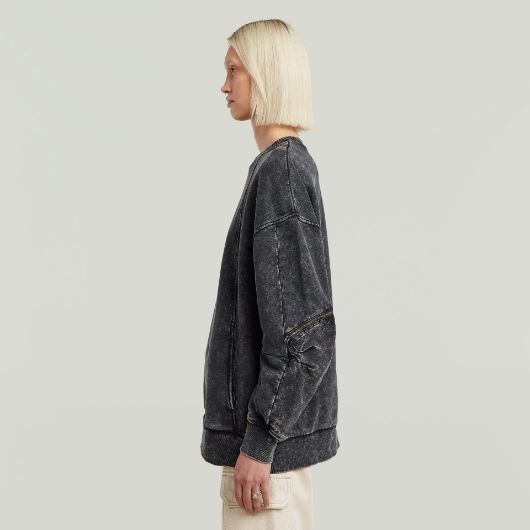 Показвай детайлите за G-STAR ДАМСКИ СУИТШЪРТ WASHED 3D SL MIX OVERSIZED В ЧЕРНО 2 - FanPoint Снимка на G-STAR ДАМСКИ СУИТШЪРТ WASHED 3D SL MIX OVERSIZED В ЧЕРНО 2
