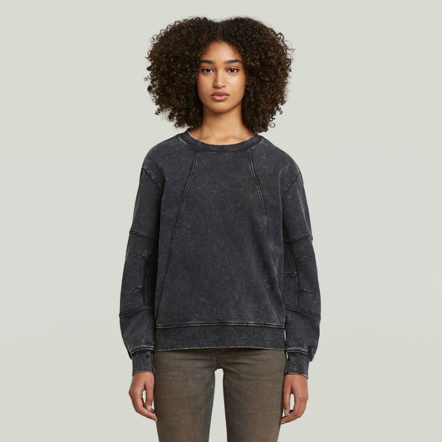 Picture of G-STAR WOMEN'S WASHED 3D SLEEVE A LINE SWEATER IN BLACK