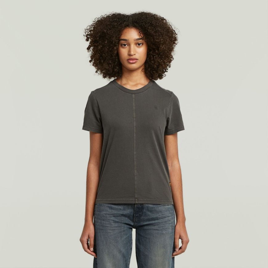 Picture of G-STAR WOMEN'S OVERDYED FRONT SEAM T-SHIRT IN ASFALT