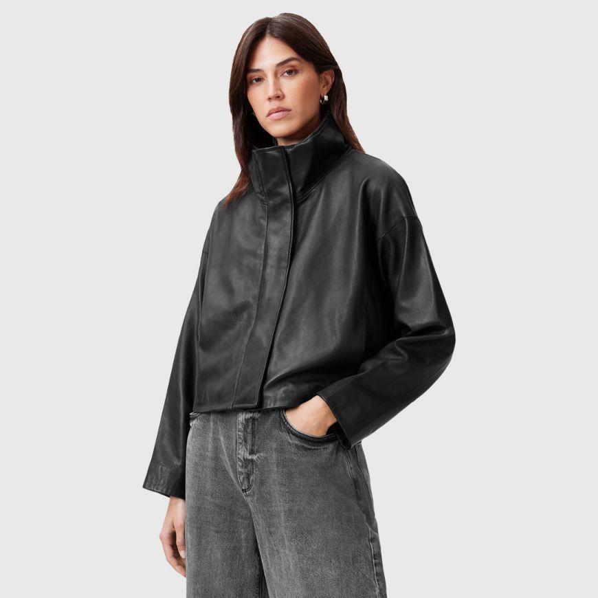 Снимка на ALLSAINTS ДАМСКО КОЖЕНО ЯКЕ RYDER В ЧЕРНО