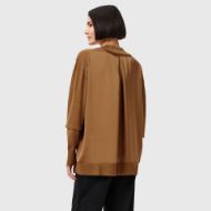 Picture of ALLSAINTS WOMEN'S BERN PANEL V NECK JUMPER IN CARAMEL BROWN 2