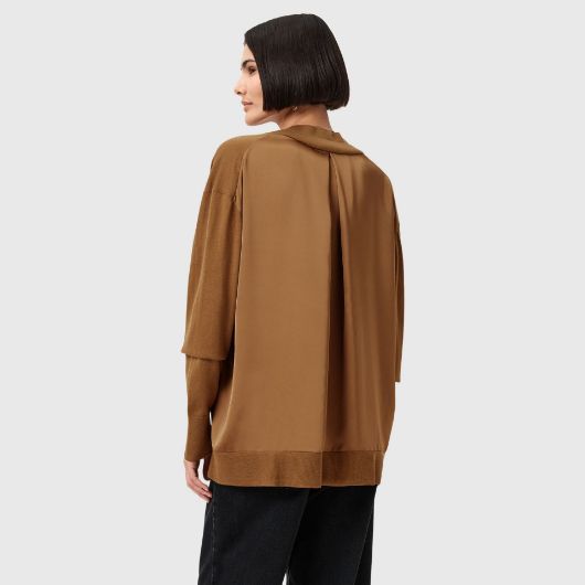 Показвай детайлите за ALLSAINTS ДАМСКИ ПУЛОВЕР BERN PANEL V NECK В КАФЯВО Снимка на ALLSAINTS ДАМСКИ ПУЛОВЕР BERN PANEL V NECK В КАФЯВО