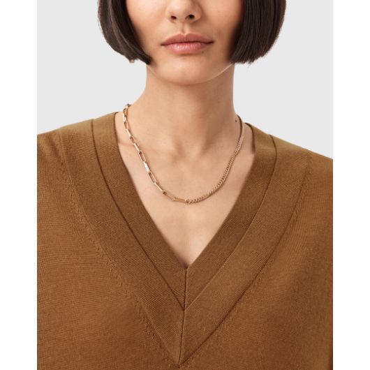 Показвай детайлите за ALLSAINTS ДАМСКИ ПУЛОВЕР BERN PANEL V NECK В КАФЯВО Снимка на ALLSAINTS ДАМСКИ ПУЛОВЕР BERN PANEL V NECK В КАФЯВО