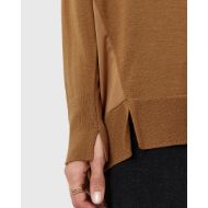 Picture of ALLSAINTS WOMEN'S BERN PANEL V NECK JUMPER IN CARAMEL BROWN 5