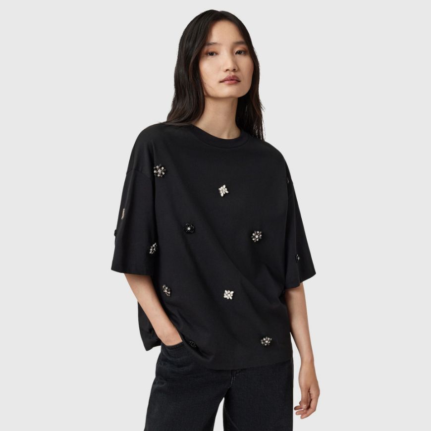 Снимка на ALLSAINTS ДАМСКА БЛУЗА AMELIE EMBROIDERED В ЧЕРНО
