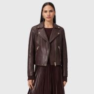 Picture of ALLSAINTS WOMEN'S DALBY BIKER JACKET IN OXBLOOD RED 1
