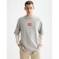 Picture of SCOTCH&SODA MEN'S LOOSE FIT LABEL T-SHIRT IN MEDIUM GREY 4