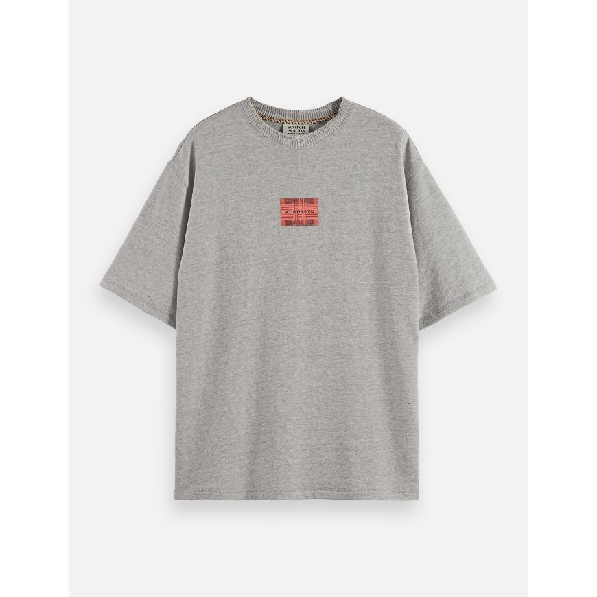 Picture of SCOTCH&SODA MEN'S LOOSE FIT LABEL T-SHIRT IN MEDIUM GREY